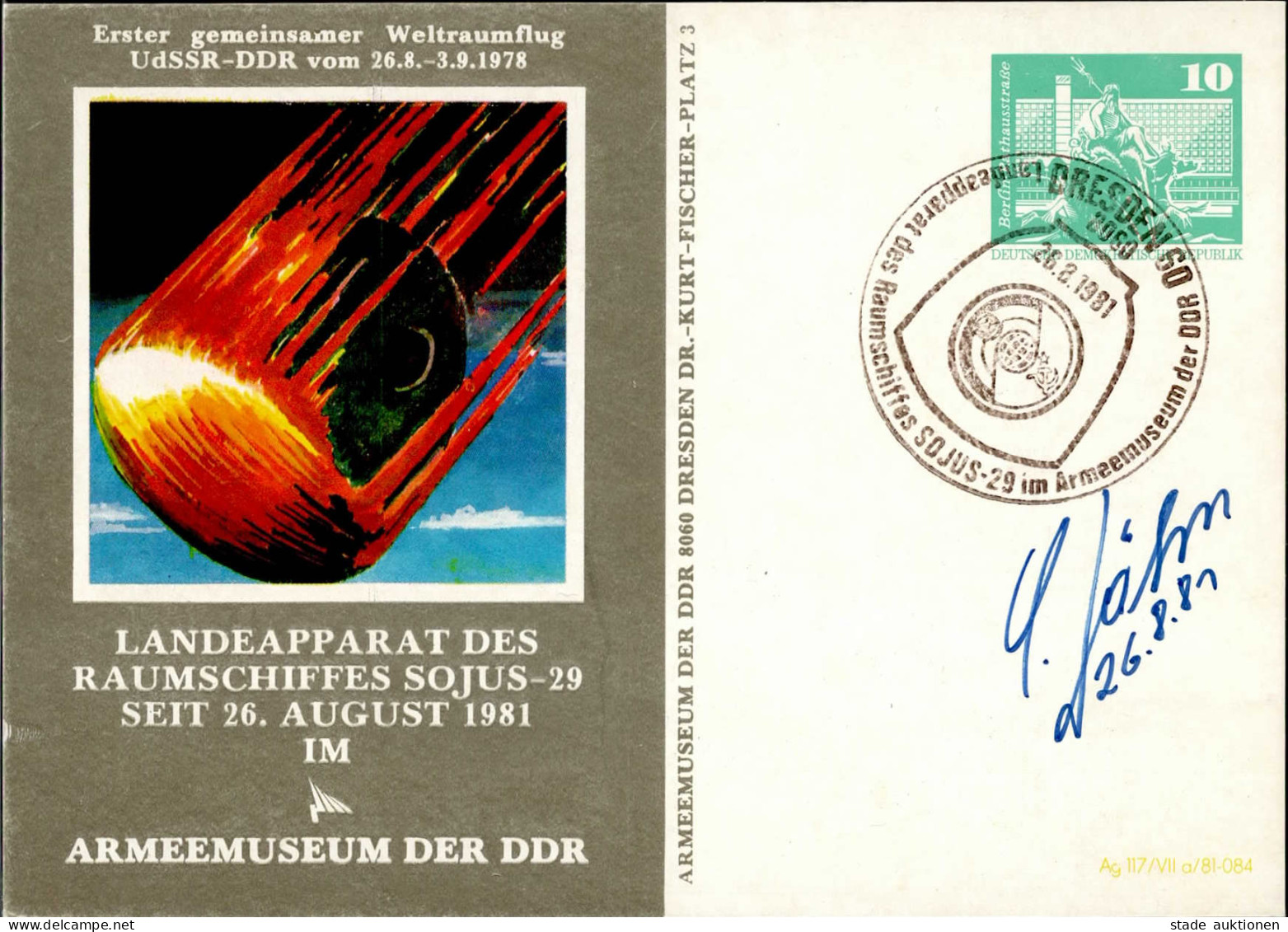 Autograph/Autogramme Jähn, Sigmund Kosmonaut 1981 - Autres & Non Classés