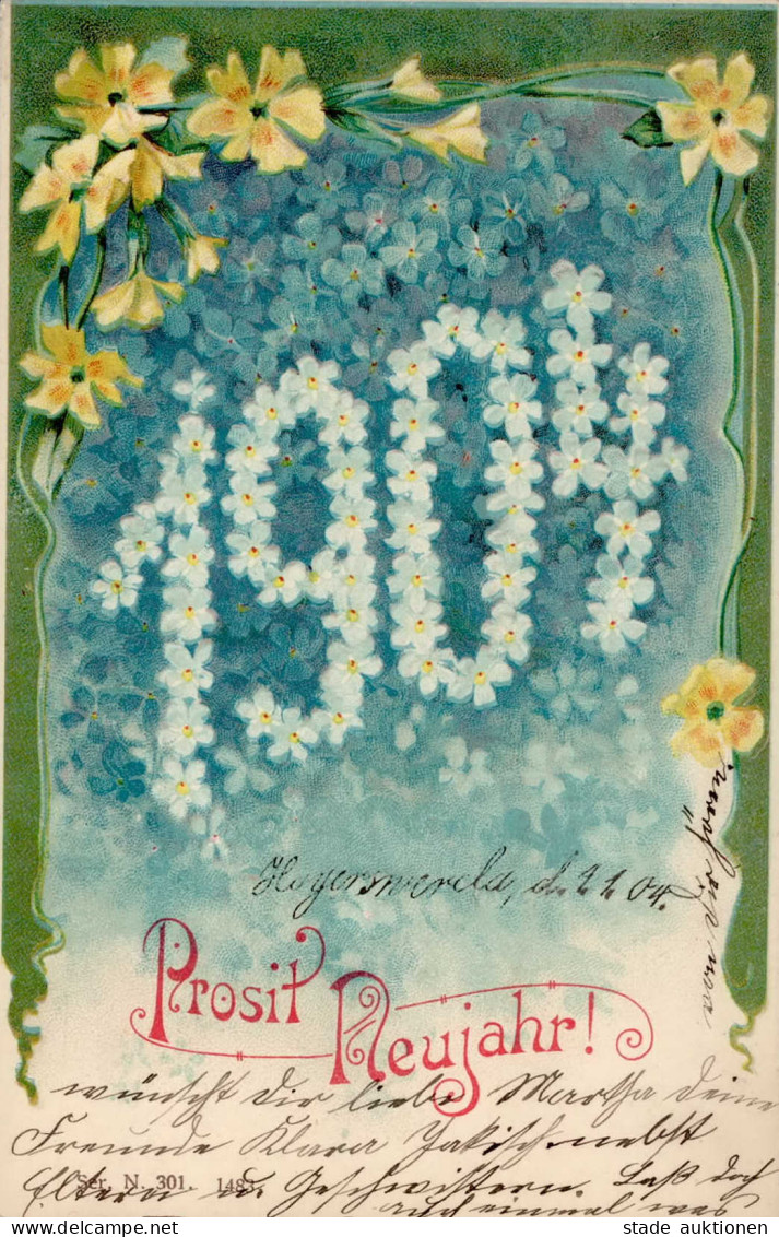 Jahreszahlen Neujahr 1904 Prägekarte I-II Bonne Annee - Other & Unclassified