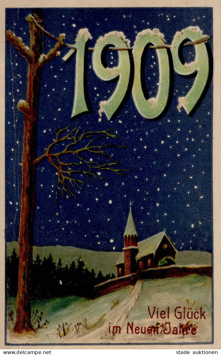 Jahreszahlen Neujahr 1909 Prägekarte I-II Bonne Annee - Autres & Non Classés