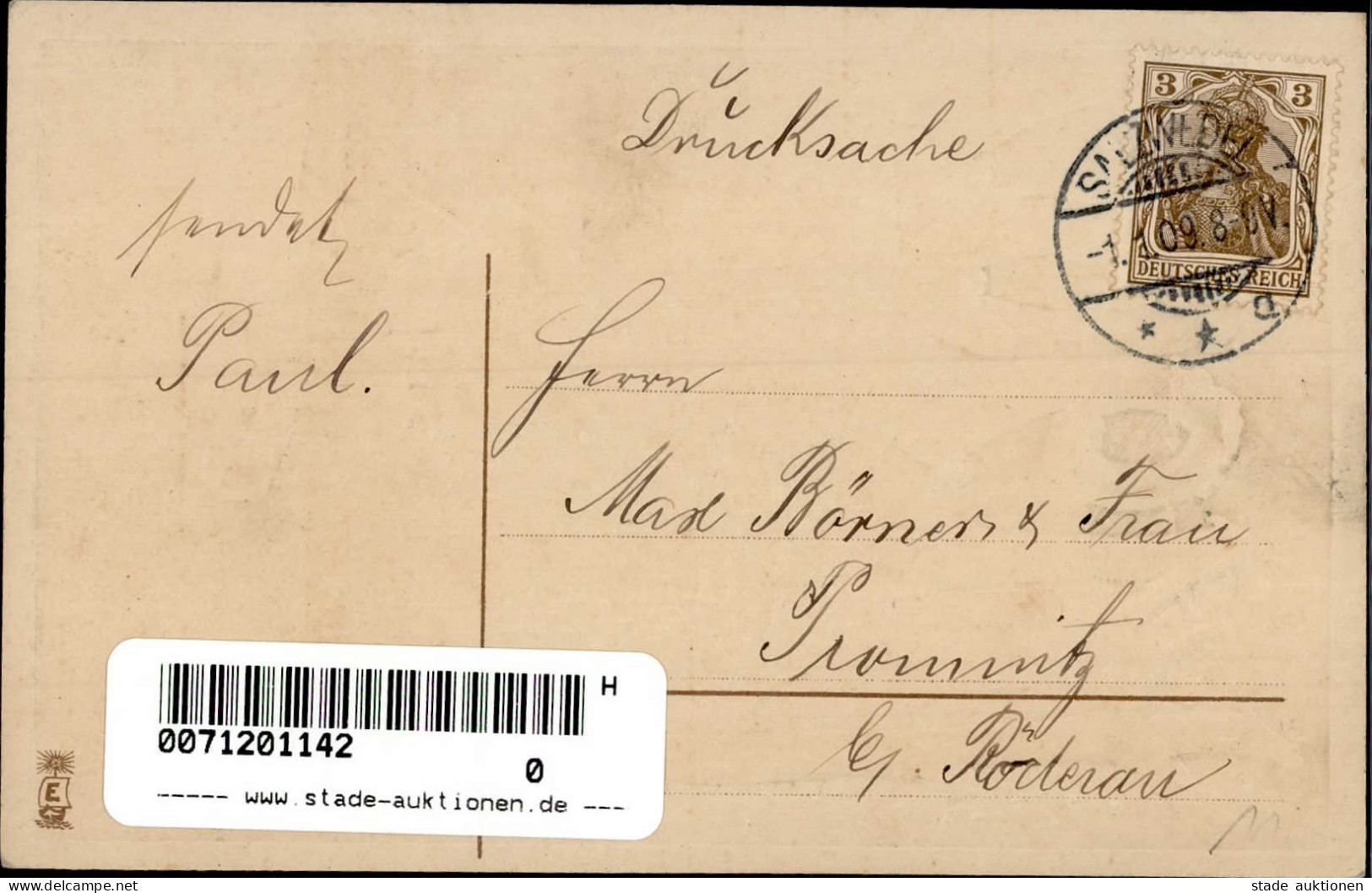 Jahreszahlen Neujahr 1909 Prägekarte I-II Bonne Annee - Sonstige & Ohne Zuordnung
