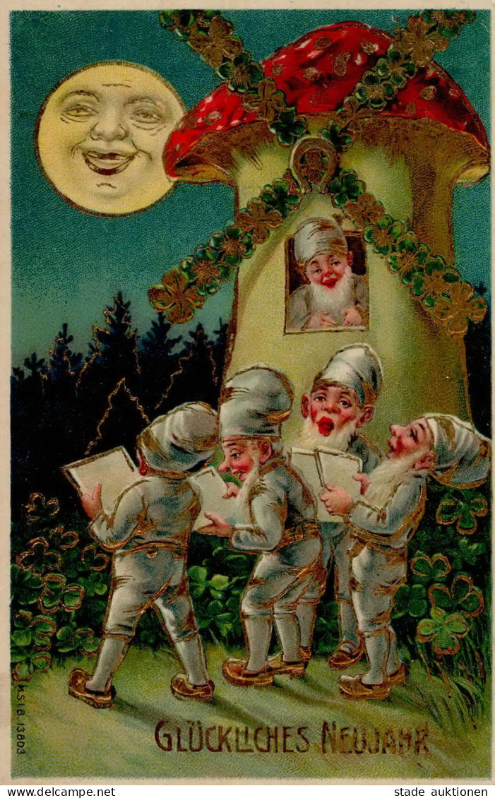 Zwerg Neujahr Prägekarte 1907 I-II Bonne Annee Lutin - New Year