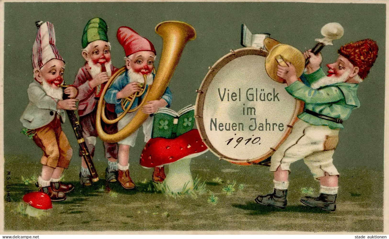 Zwerg Neujahr Prägekarte 1910 I-II Bonne Annee Lutin - Other & Unclassified