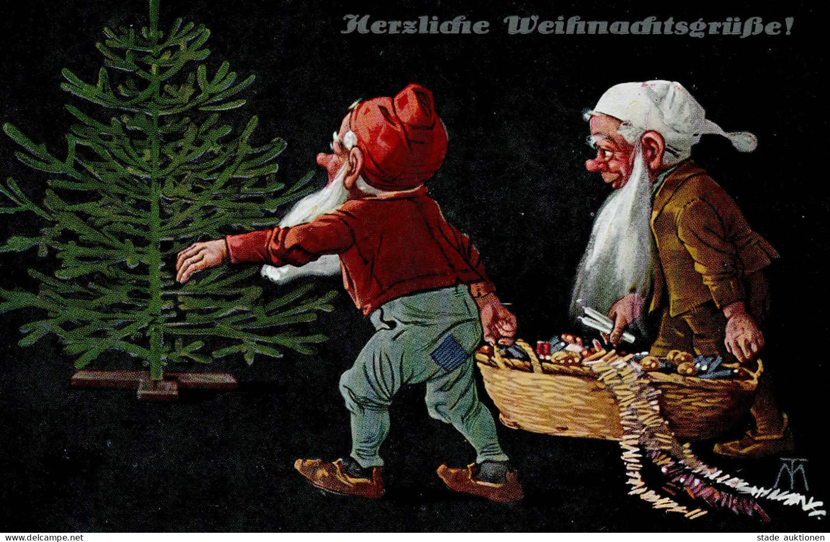 ZWERGE - Weihnachten TSN 1684 Künstlerkarte Sign. TM Noel - Other & Unclassified