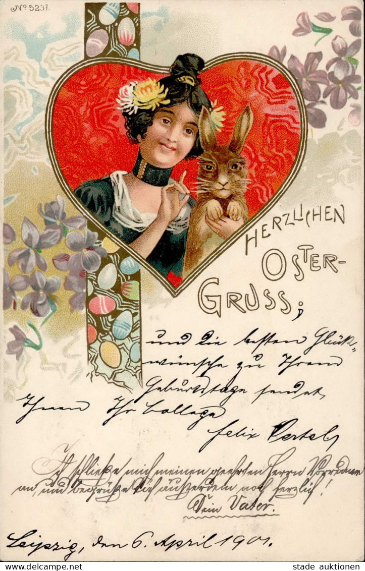 Ostern Hase Frau 1901 I-II Paques - Ostern