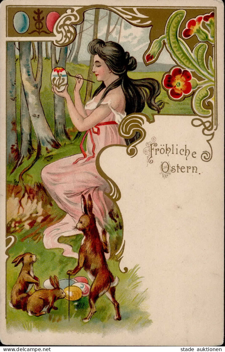 Ostern Jugendstil I-II Art Nouveau Paques - Ostern