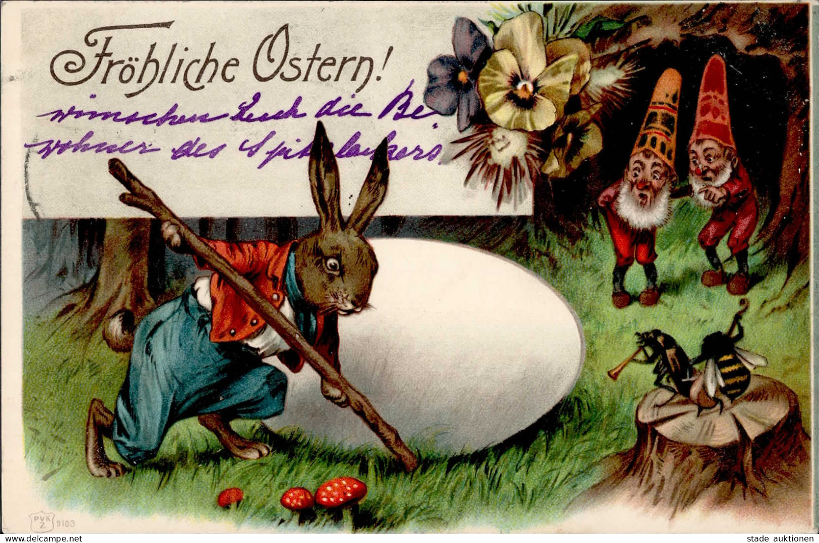 Ostern Zwerge Hase Personifiziert I-II Lutin Paques - Ostern