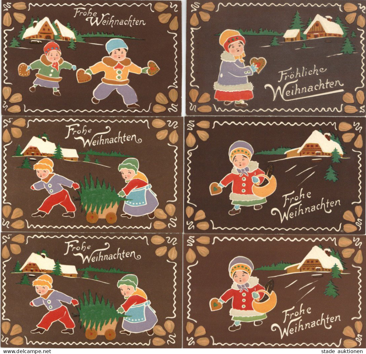 Weihnachten Lot Mit 6 Lebkuchen-AK Prägekarten I-II Noel - Autres & Non Classés