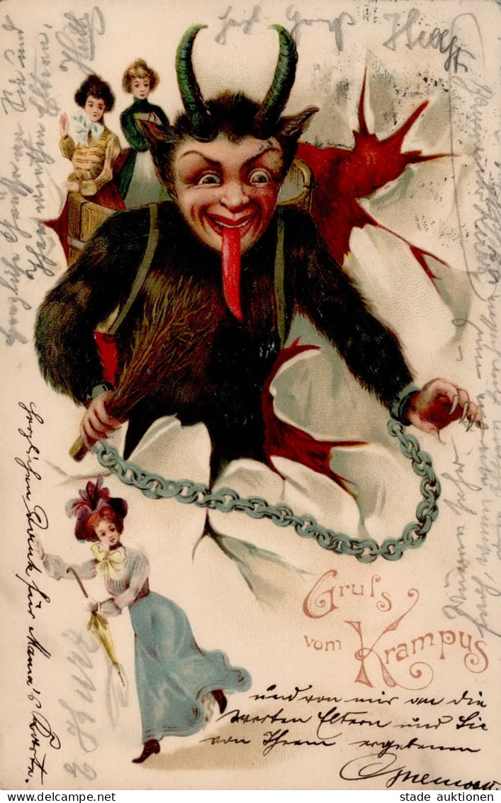 Krampus Prägekarte I-II (kl. Eckbug) - Sonstige & Ohne Zuordnung