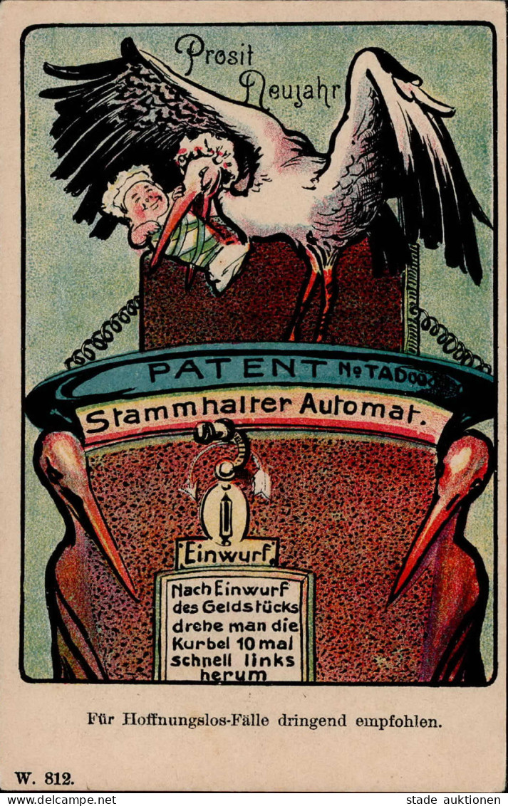 Neujahr Stammhalter-Automat Storch I-II Bonne Annee - New Year