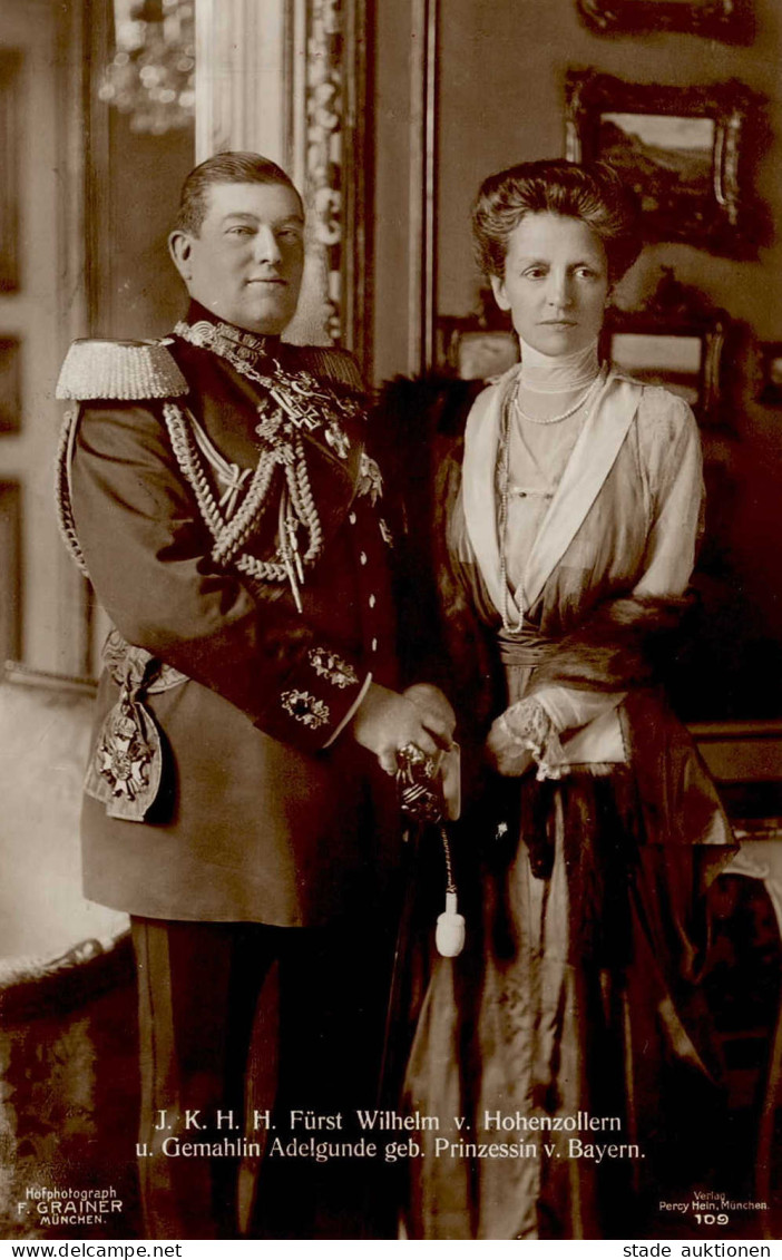 Adel Hohenzollern Fürst Wilhelm Mit Seiner Gemahlin Adelgunde Foto-AK I-II - Königshäuser