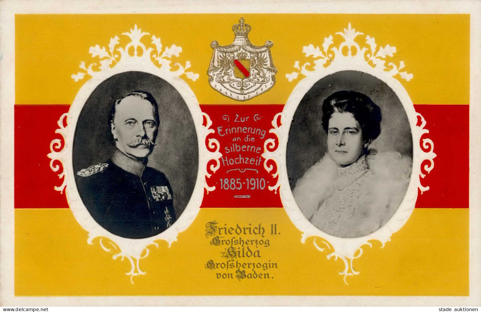 Adel Baden Großherzog Friedrich Der II Und Großherzogin Hilda Prägekarte I-II - Familles Royales
