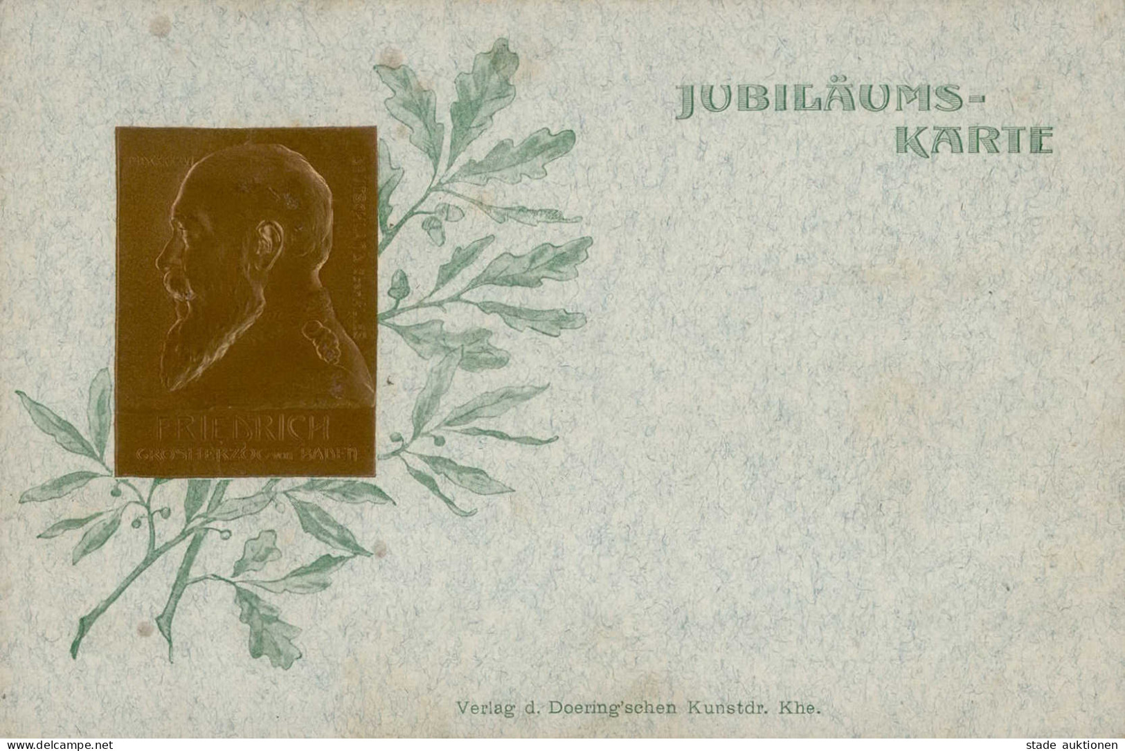 Adel Baden Großherzog Friedrich Jubiläumskarte Prägerelief I-II - Familias Reales