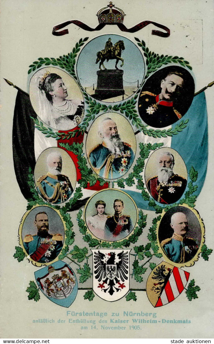 Adel Bayern Ganzsache Fürstentage Zu Nürnberg 1905 I-II (Abschürfung RS) - Familles Royales