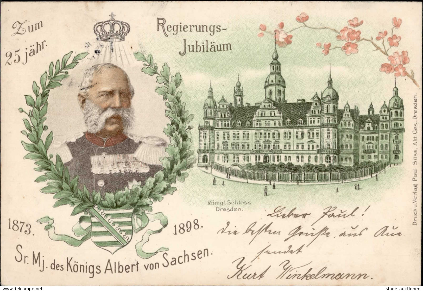 Adel Sachsen König Albert 25jähriges Regierungs-Jubiläum 1898 I-II - Royal Families