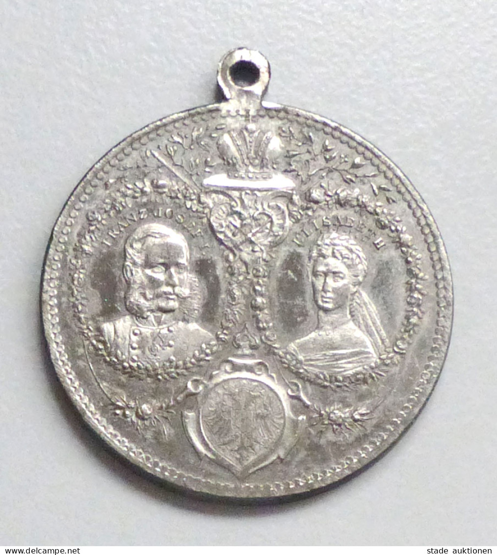 Kaiser Franz Josef I. Jubiläums-Medaille 1848-1898 Portraits Franz Josef Und Sissi 33mm - Familles Royales