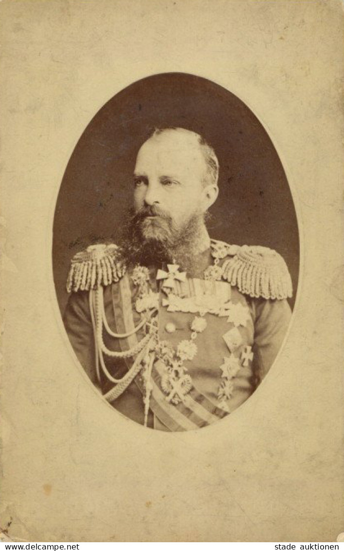 Adel Russland Zar Alexander III Kabinettfoto Ca. 11x17cm II (fleckig) - Royal Families