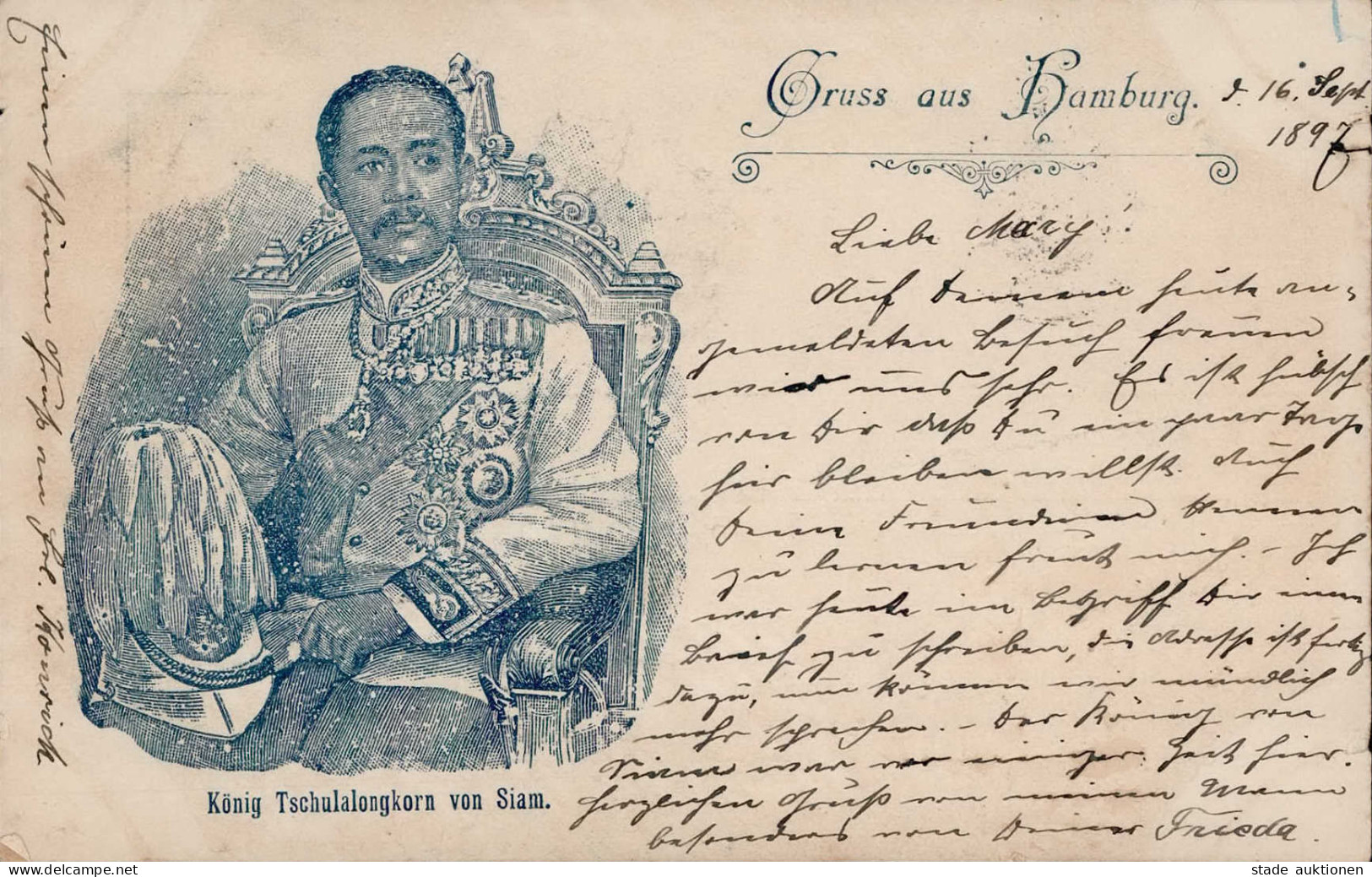 König Chulalongkorn Rama V. Von Siam Zum Hamburg-Besuch 1897 II (Einkerbungen) - Königshäuser