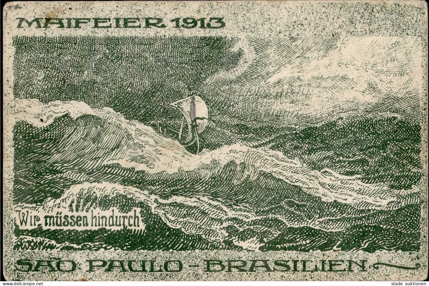 Arbeiterbewegung Sao Paulo Maifeier 1913 I-II (Marke Entfernt, Etwas Fleckig) - Unclassified