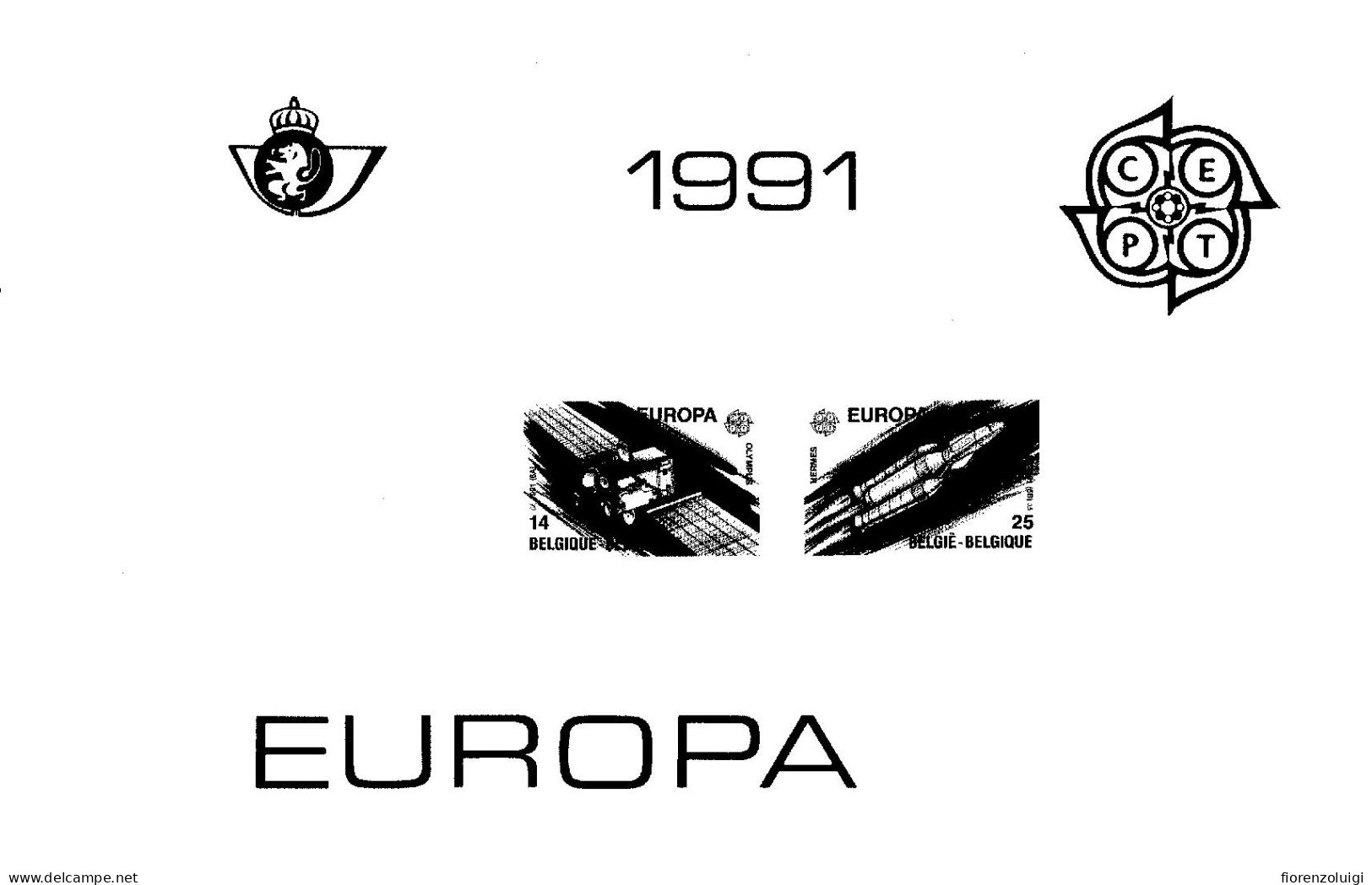 EUROPA CEPT 1991 BELGIO Bf STAMPA IN NERO BLACK PRINT MNH** - 1991