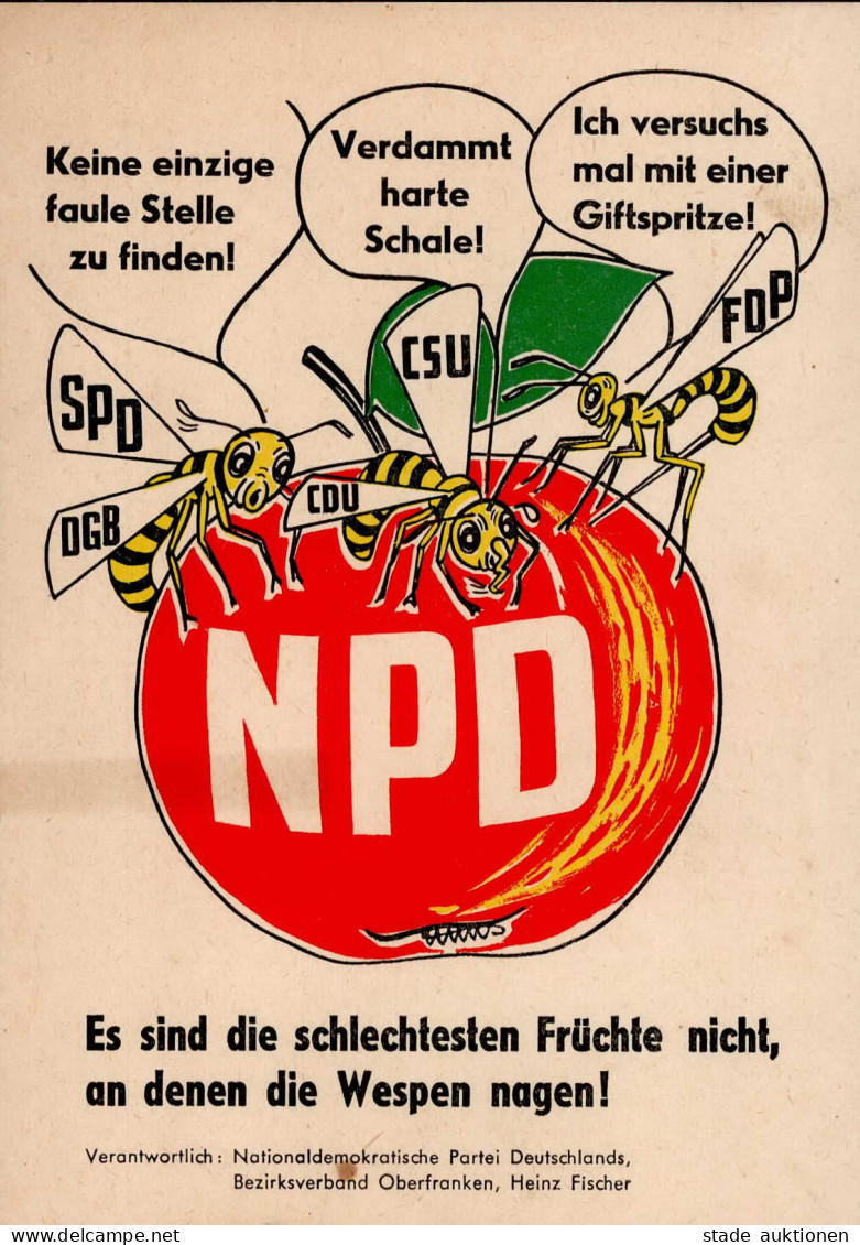 Politik Partei NPD Ortsverband Grenzach Werbekarte Ca. 1968 I-II (Stockfleck) - Unclassified