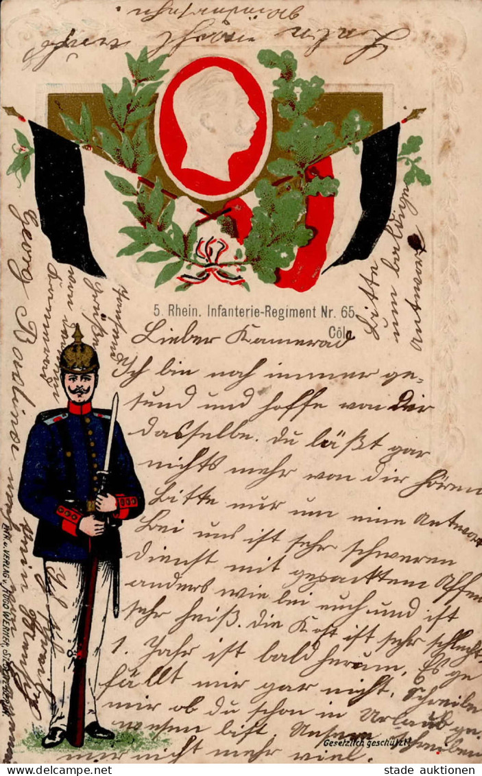 Regiment Köln 5. Rhein. Infanterie-Regt. Nr. 65 Prägekarte I-II - Regiments