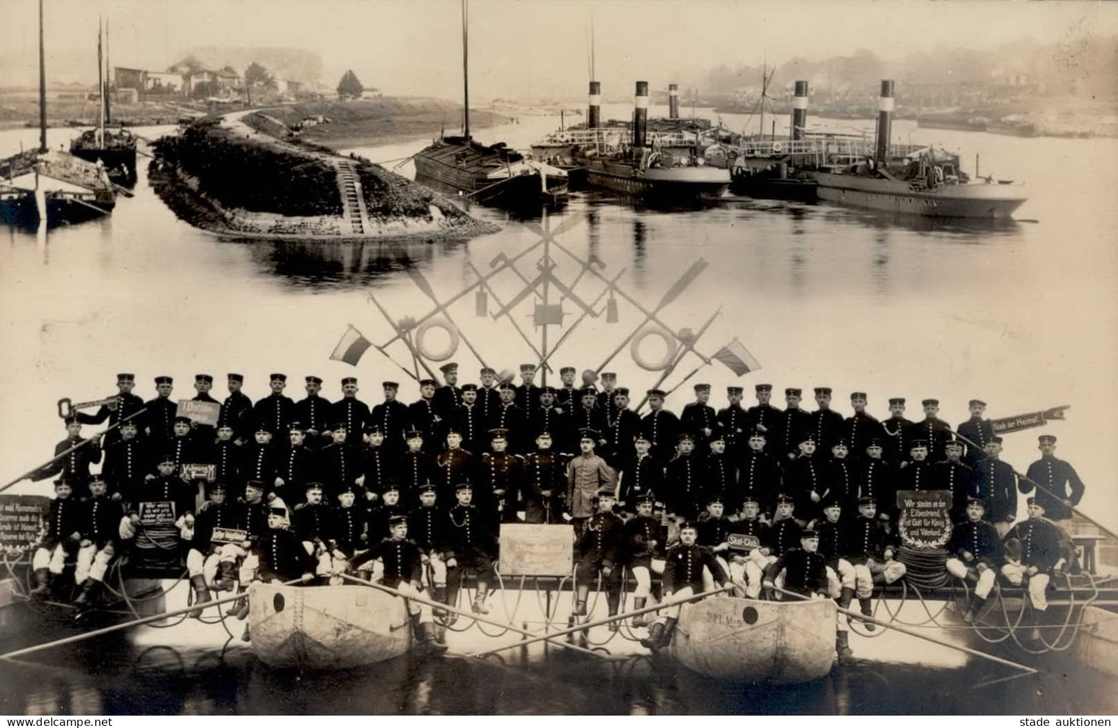 Regiment Dresden-Pieschen 2. Sächsische Pionierkompagnie 1912 Im Hafen Foto-AK I-II - Regimente