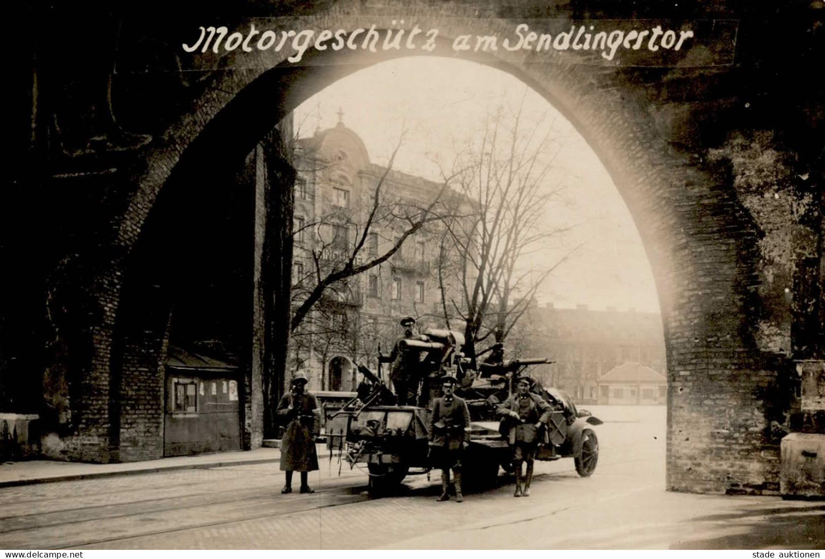 REVOLUTION MÜNCHEN 1918 - Foto-Ak MOTORGESCHÜTZ Am Sendlingertor I - Warships