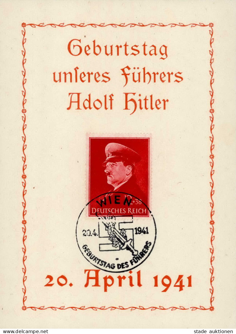 NS-GEDENKBLATT WK II - Geburtstag Des Führers So-Marke Und S-o 20.4.1941 I - Guerre 1939-45