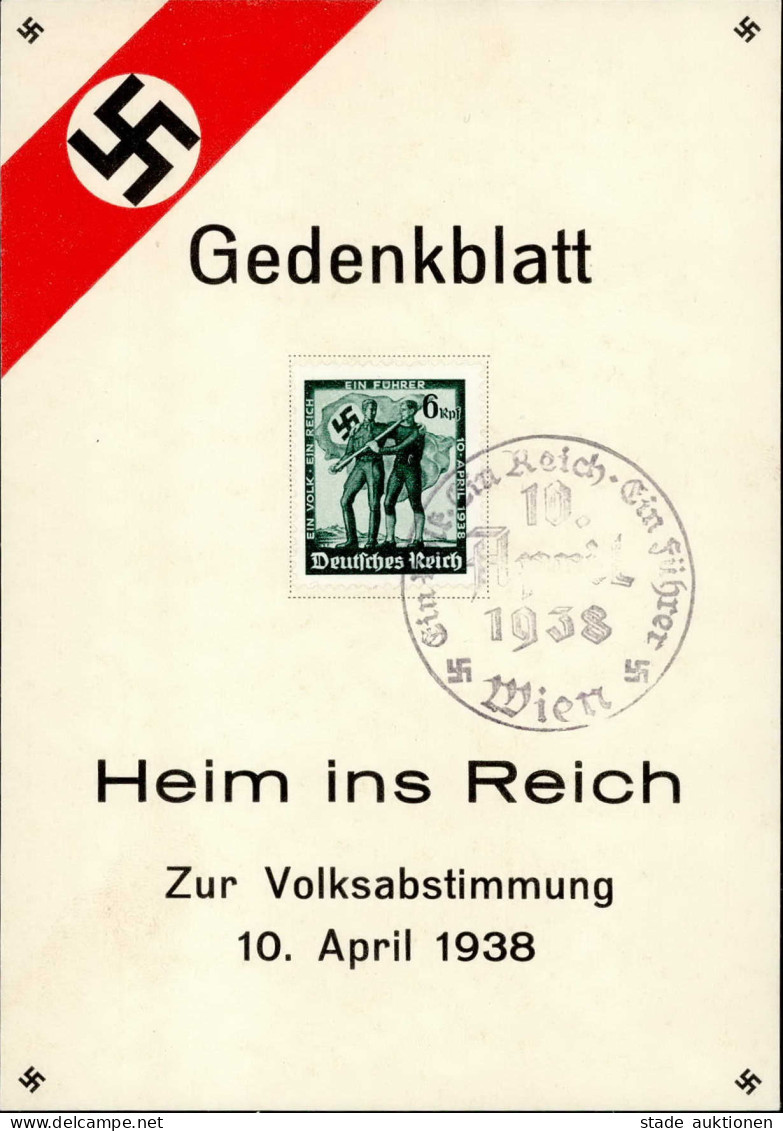 NS-GEDENKBLATT WK II - HEIM INS REICH S-o WIEN 1938 I - Guerre 1939-45