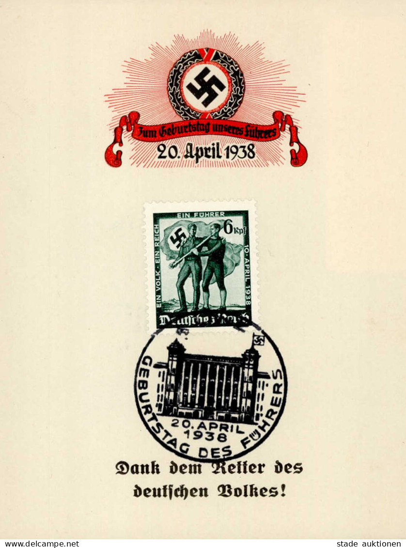 NS-GEDENKBLATT WK II - S-o LINZ 20.4.1938 I - Weltkrieg 1939-45
