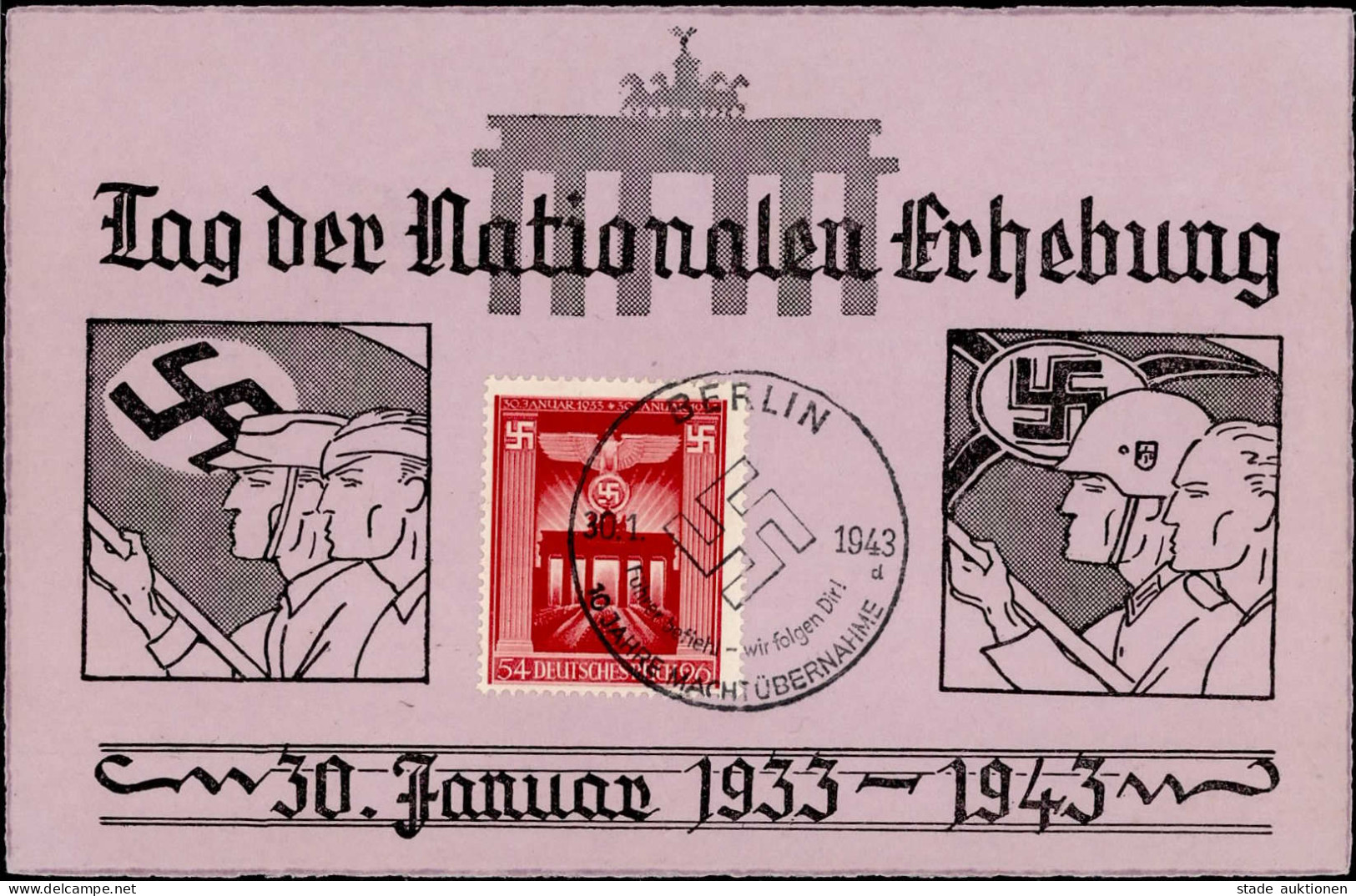 NS-GEDENKBLATT WK II - TAG Der NATIONALEN ERHEBUNG 10 Jahre S-o Berlin 30.1.1943 I - Weltkrieg 1939-45