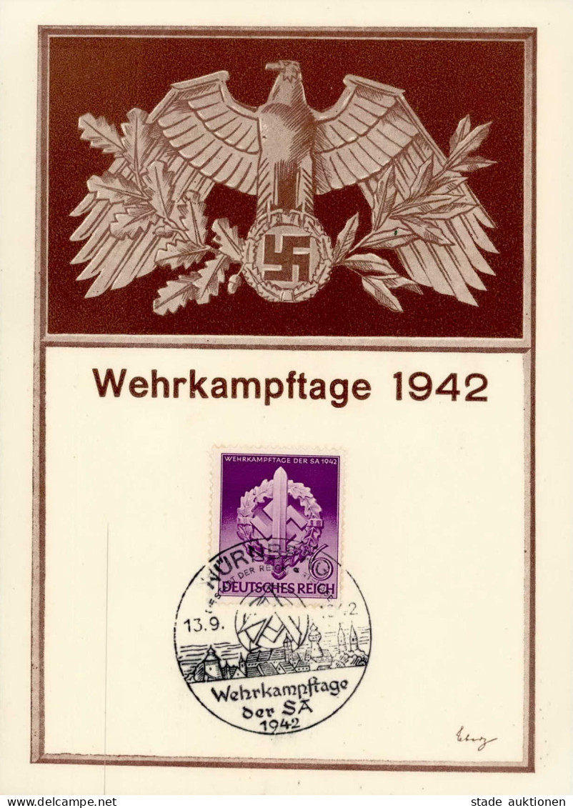 NS-GEDENKBLATT WK II - WEHRKAMPFTAGE Der SA S-o NÜRNBERG 1942 I - Weltkrieg 1939-45