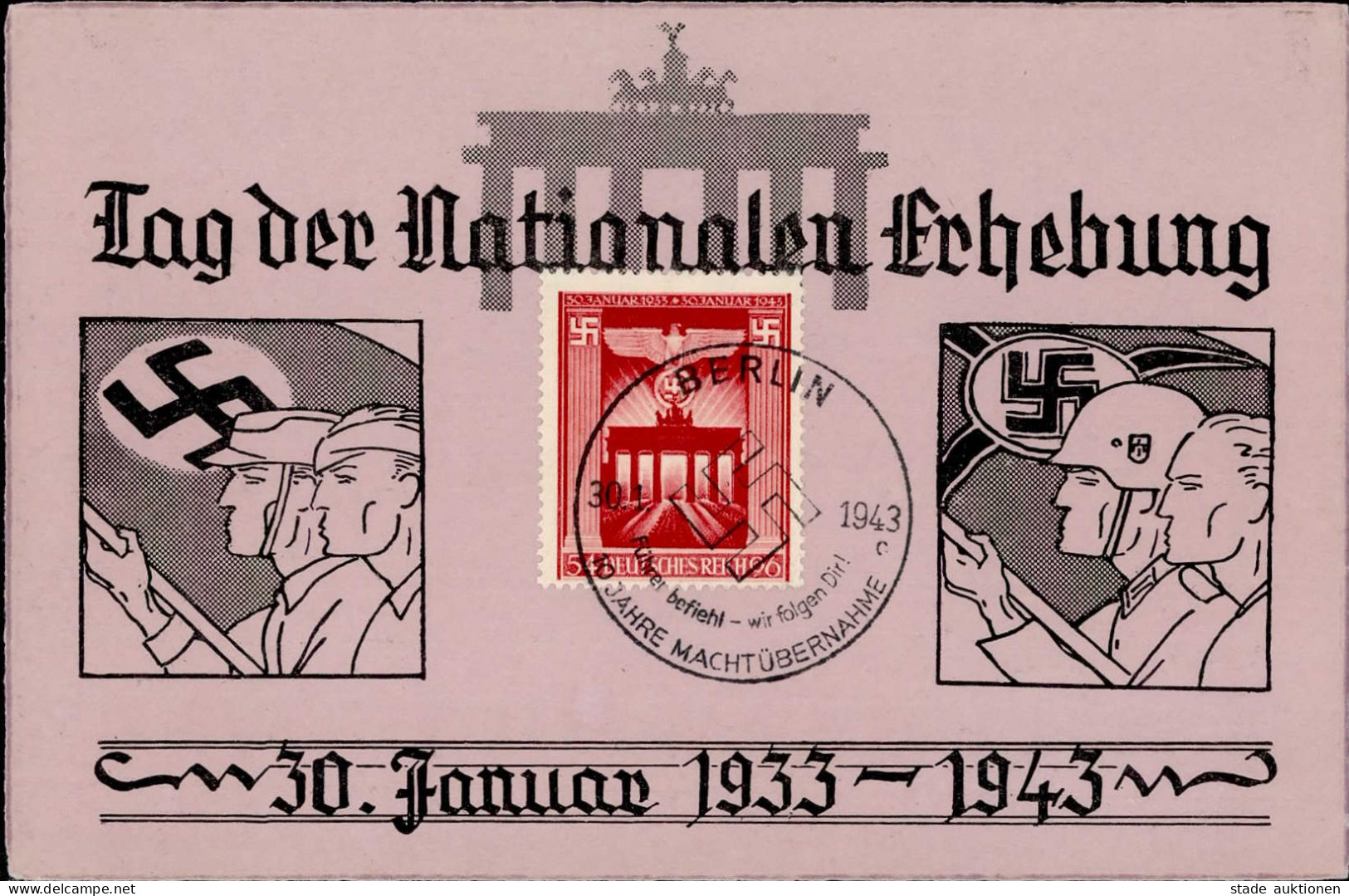NS-GEDENKKARTE WK II - TAG Der NATIONALEN ERHEBUNG 30. JANUAR 1933-1943 S-o BERLIN I - War 1939-45
