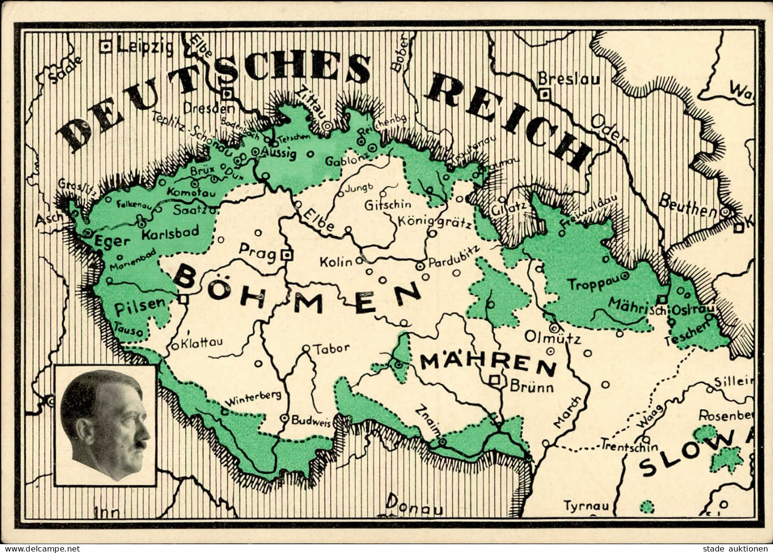 NS-LANDKARTE WK II - SUDETENLANDBEFREIUNG S-o Breitenbach 1938 I - War 1939-45