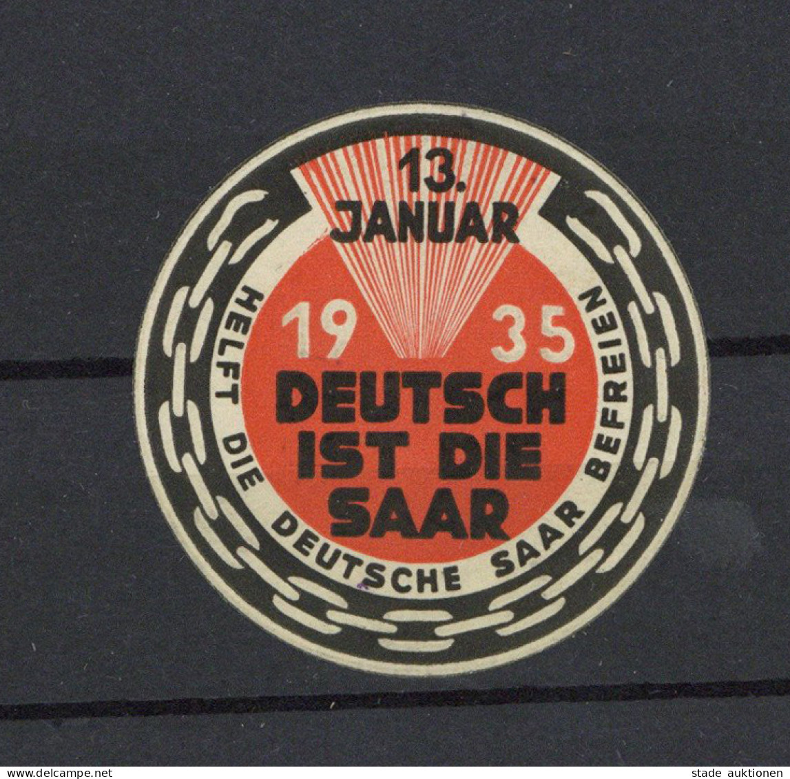 WK II Saarabstimmung Seltene Vignette Zum 13. Januar 1935 45mm - Guerra 1939-45