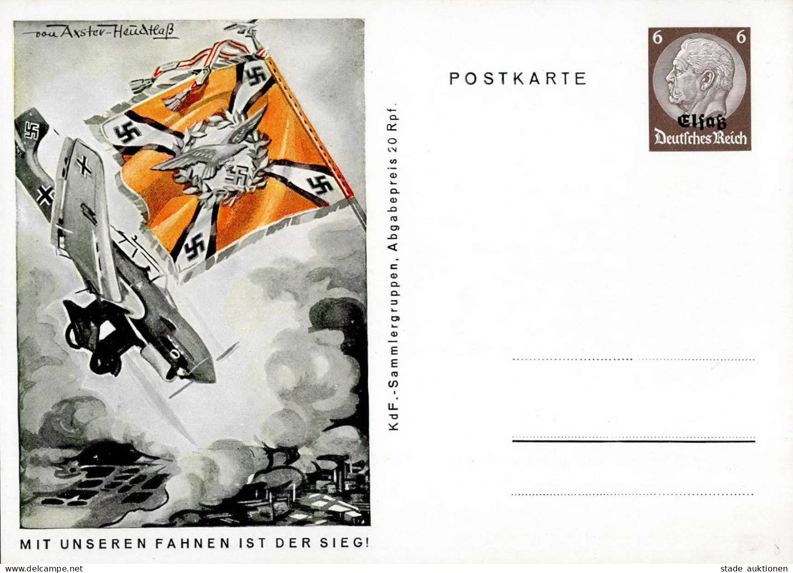 WK II Fahnen Und Standarten Karte Ganzsache Sign. Von Axster-Heudtlaß I-II - War 1939-45