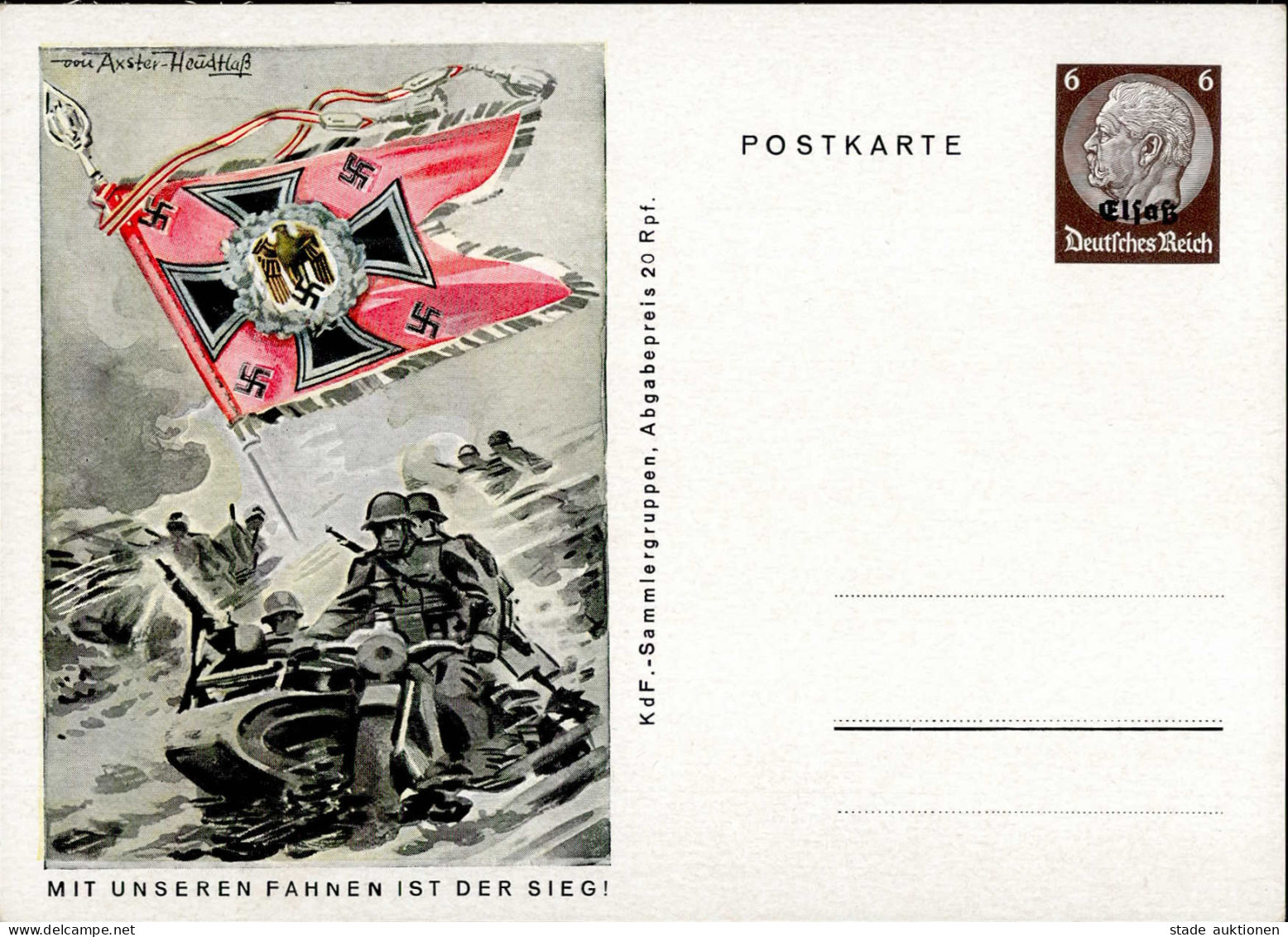 WK II Fahnen Und Standarten Karte Ganzsache Sign. Von Axster-Heudtlaß I-II - War 1939-45