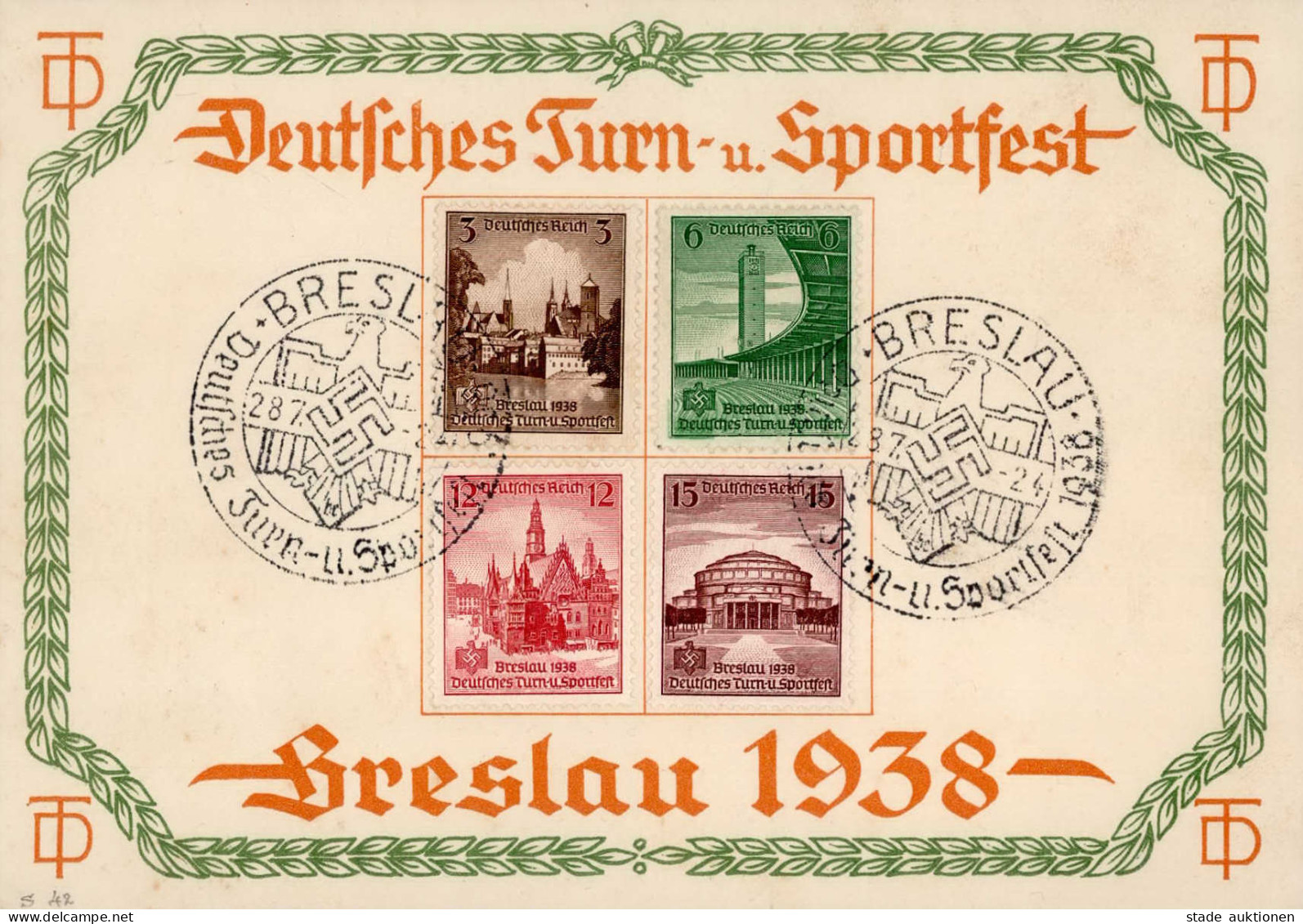 3. Reich Propaganda Breslau Deutsches Turn- U. Sportfest 1938 I- - Weltkrieg 1939-45