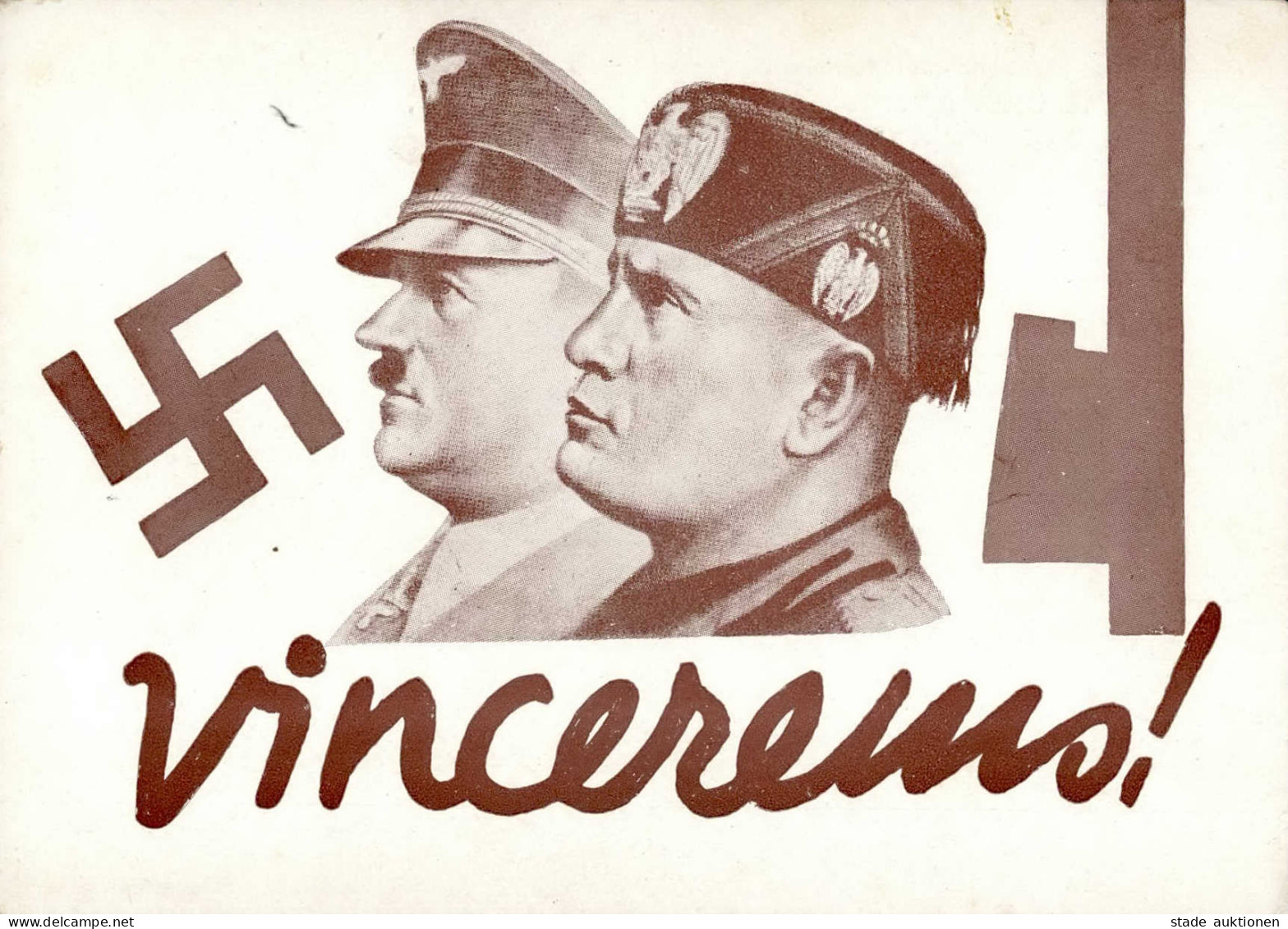 MUSSOLINI-HITLER WK II - VINCEREMO 23. MÄRZ 1941 I-II - Guerre 1939-45