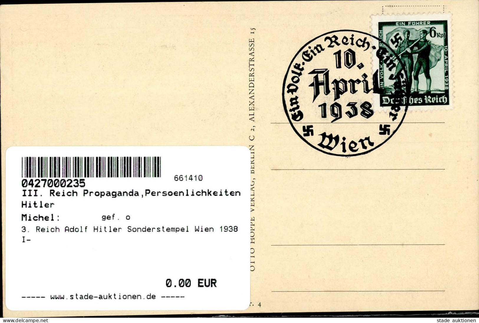 3. Reich Adolf Hitler Sonderstempel Wien 1938 I- - War 1939-45