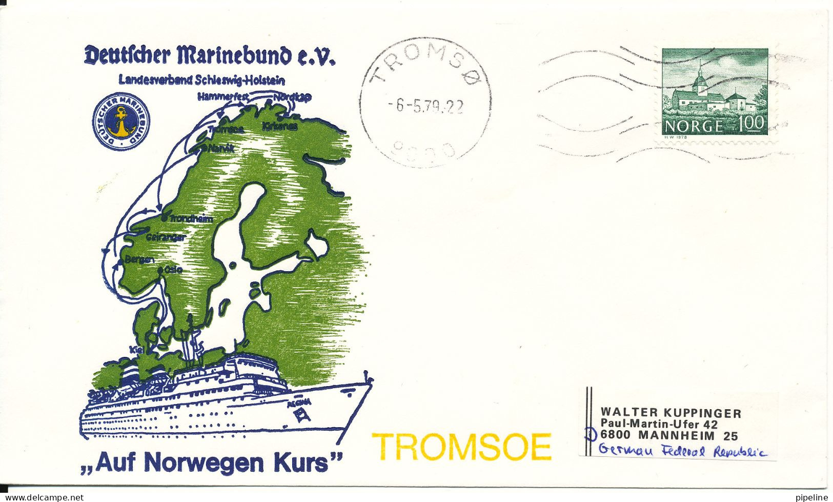 Germany Ship Cover Deutcher Marinebund Auf Norwegen Kurs Tromsö 6-5-1979 - Briefe U. Dokumente