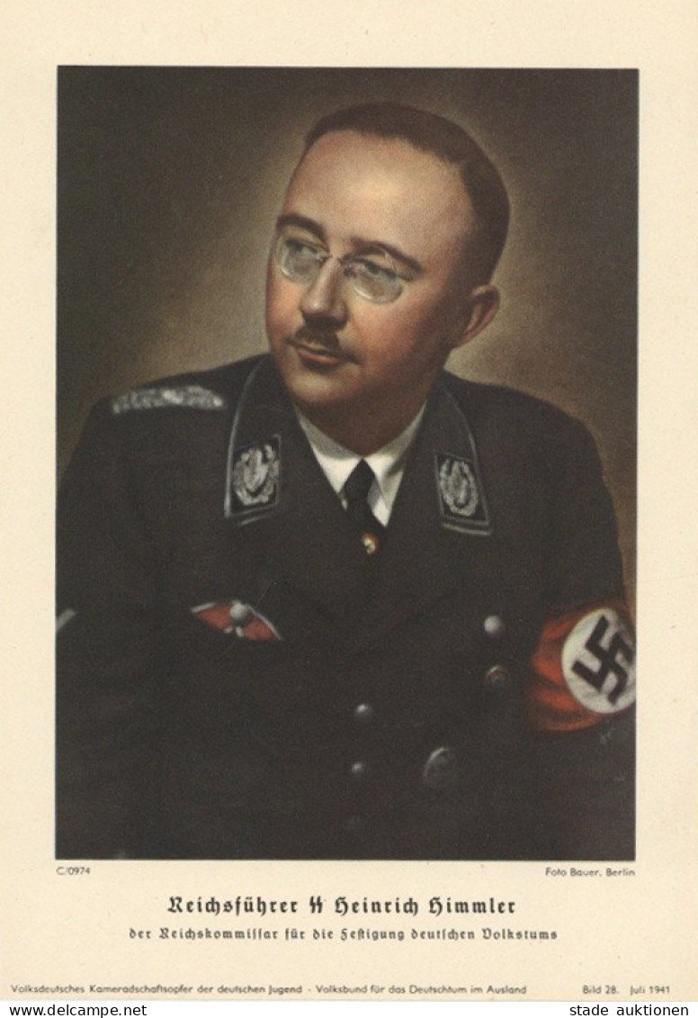 WK II Bild-Portrait Von Reichsführer Heinrich Himmler, Foto Bauer Berlin Juli 1941, 15x21 Cm I-II - Guerre 1939-45