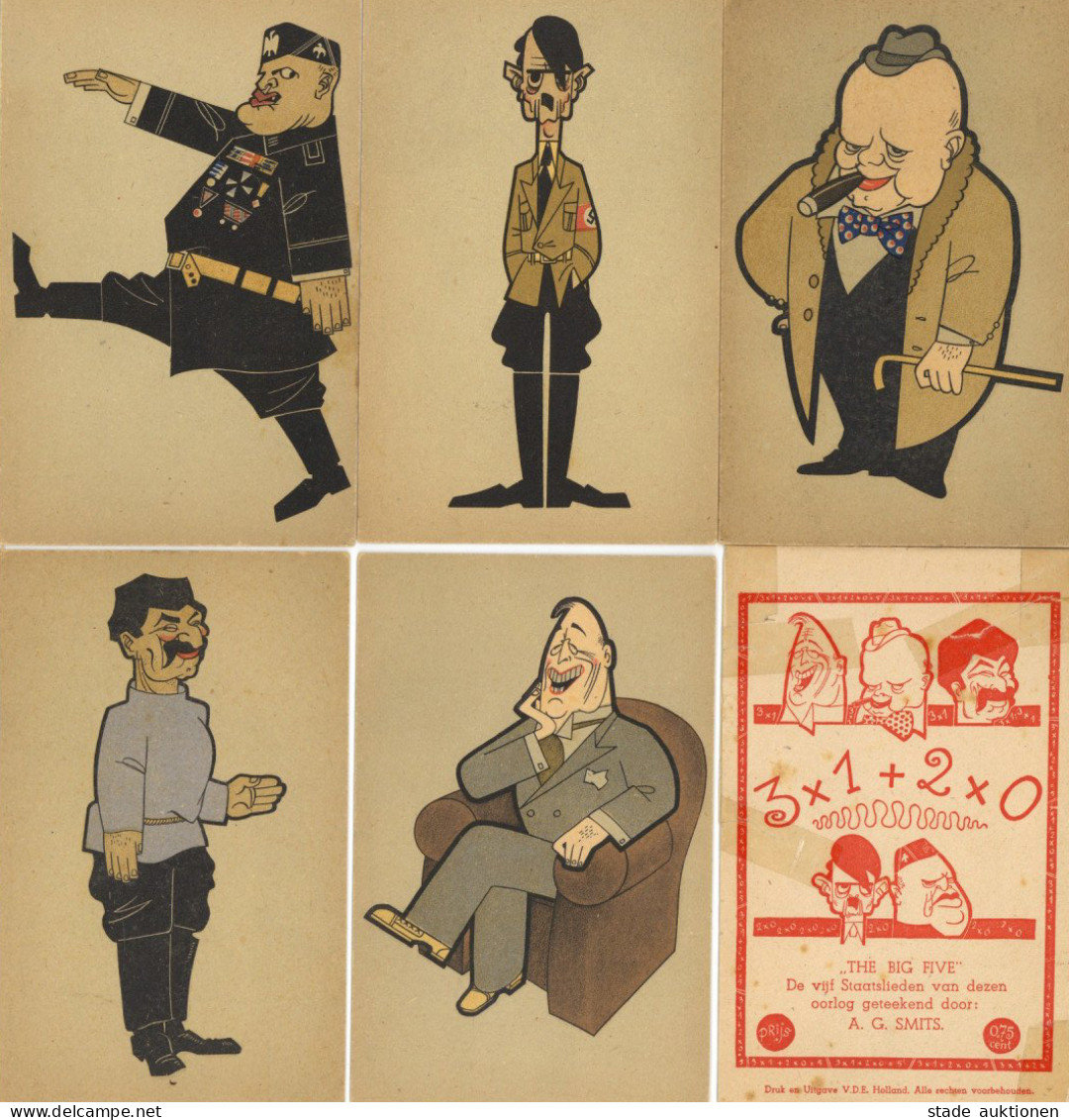 WK II Persönlichkeiten Serie The Big Five Karikaturen U.a. Hitler, Mussolini Usw. Mit Original-Umschlag - Guerre 1939-45