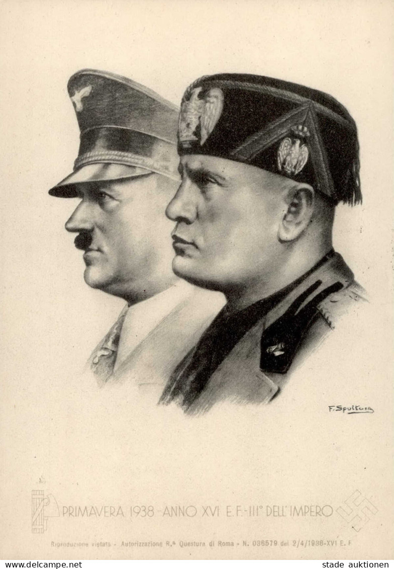 WK II Hitler Und Mussolini Sign. I-II - Weltkrieg 1939-45