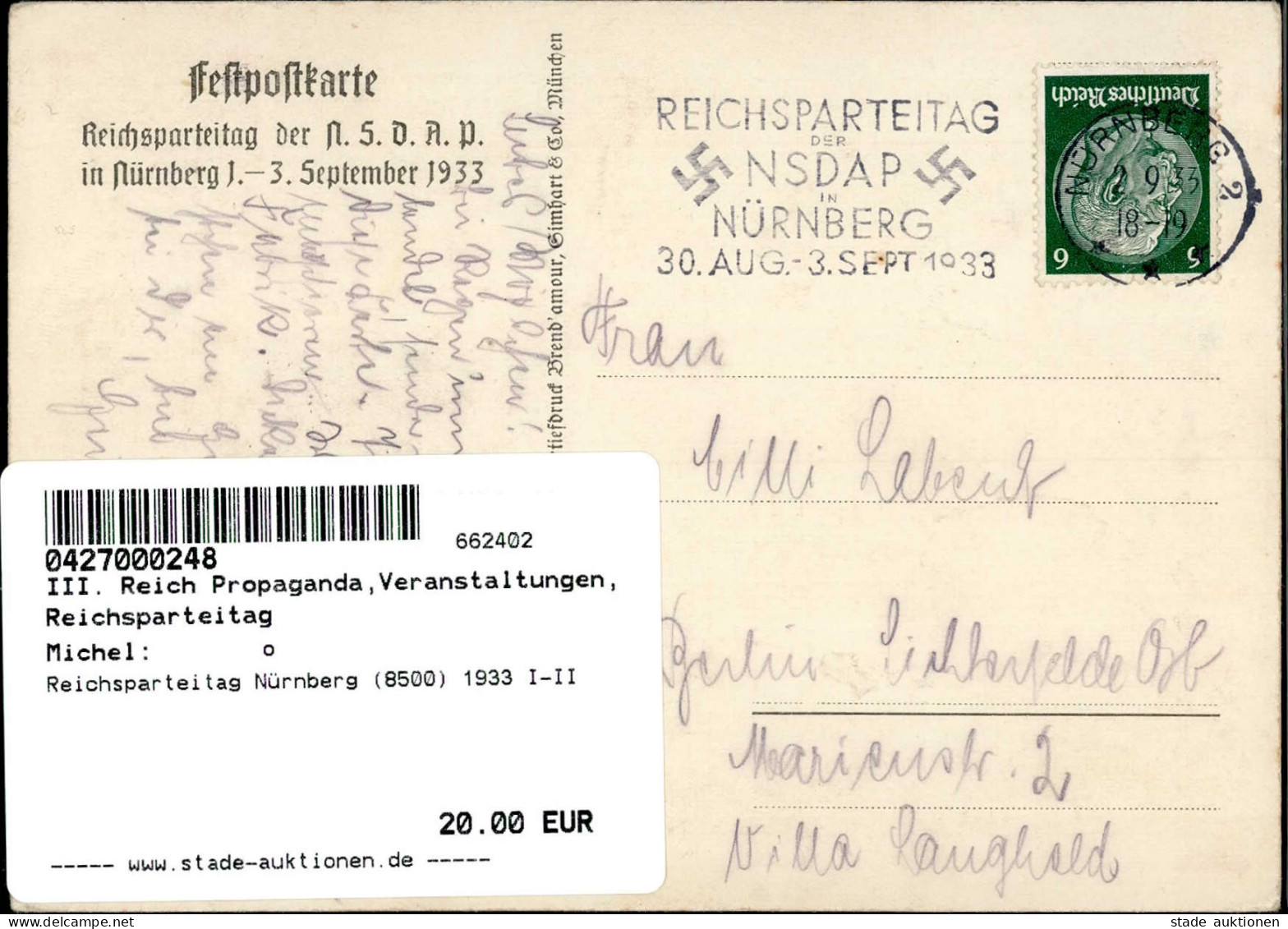 Reichsparteitag Nürnberg (8500) 1933 I-II - War 1939-45