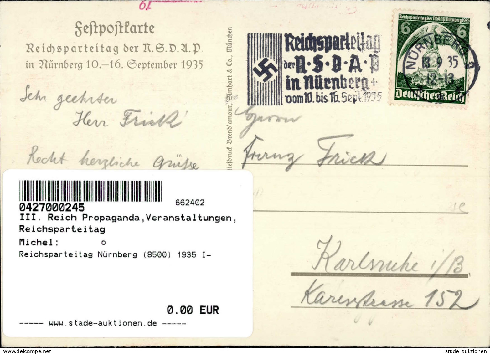 Reichsparteitag Nürnberg (8500) 1935 I- - Guerre 1939-45