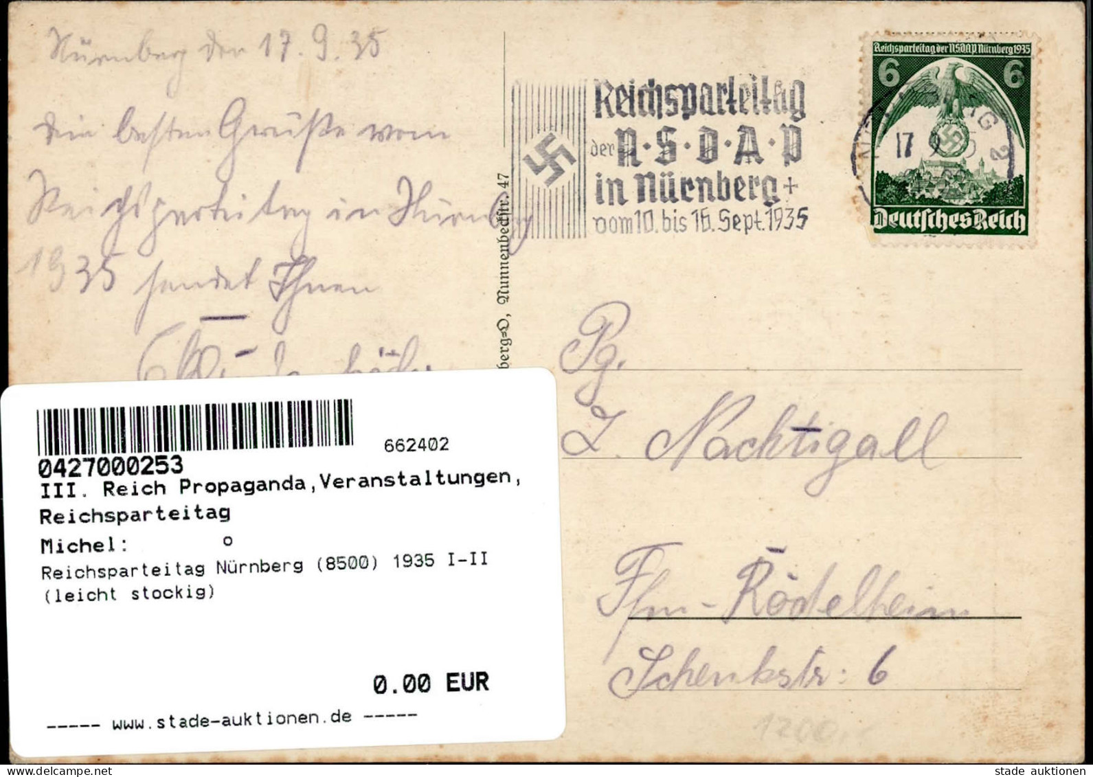 Reichsparteitag Nürnberg (8500) 1935 I-II (leicht Stockig) - War 1939-45