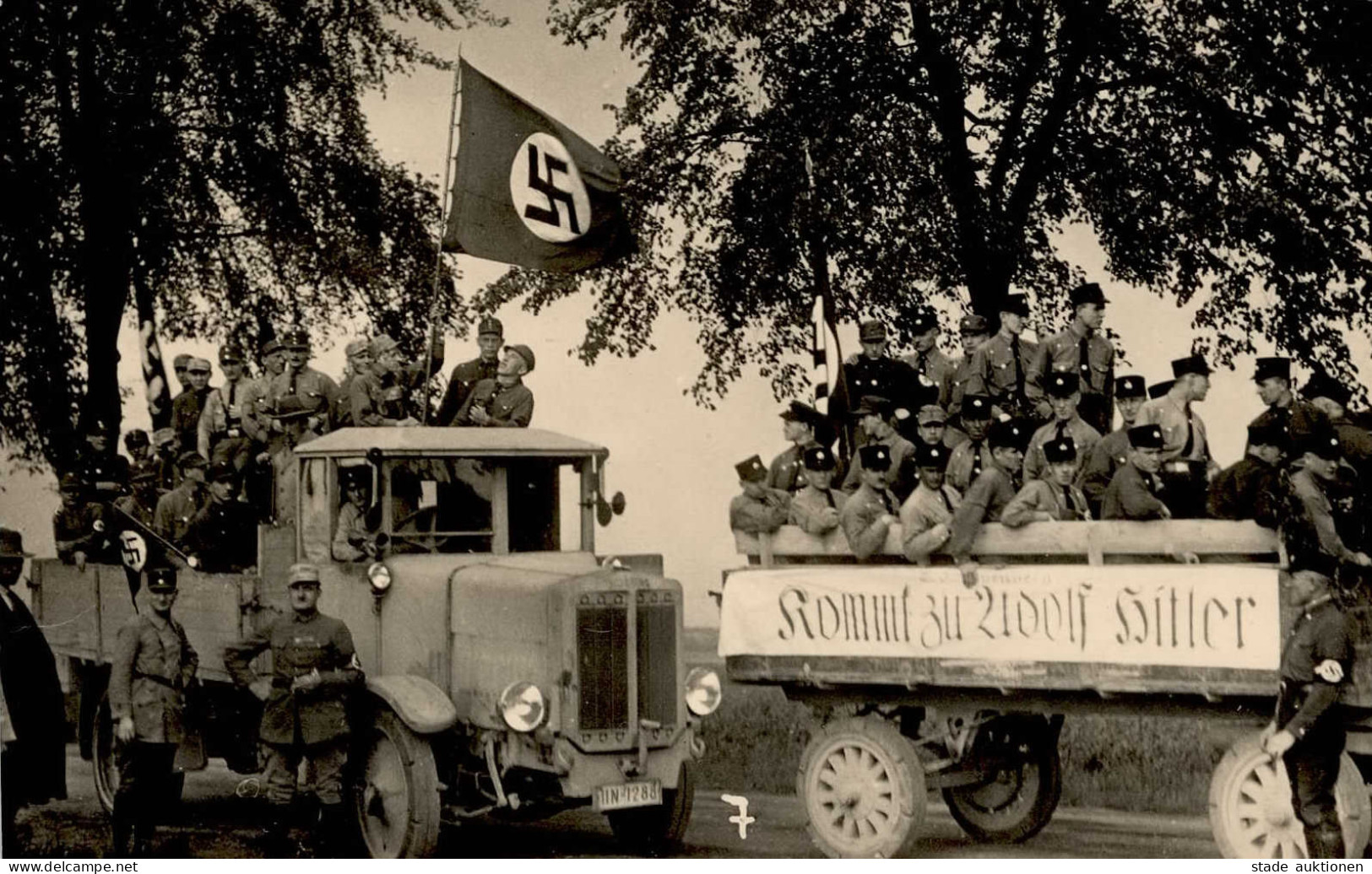 REICHSPARTEITAG NÜRNBERG WK II - Seltene Sehr Frühe Foto-Karte Propagandawagen KOMMT ZU ADOLF HITLER Mit SA In Nürnberg  - Guerre 1939-45