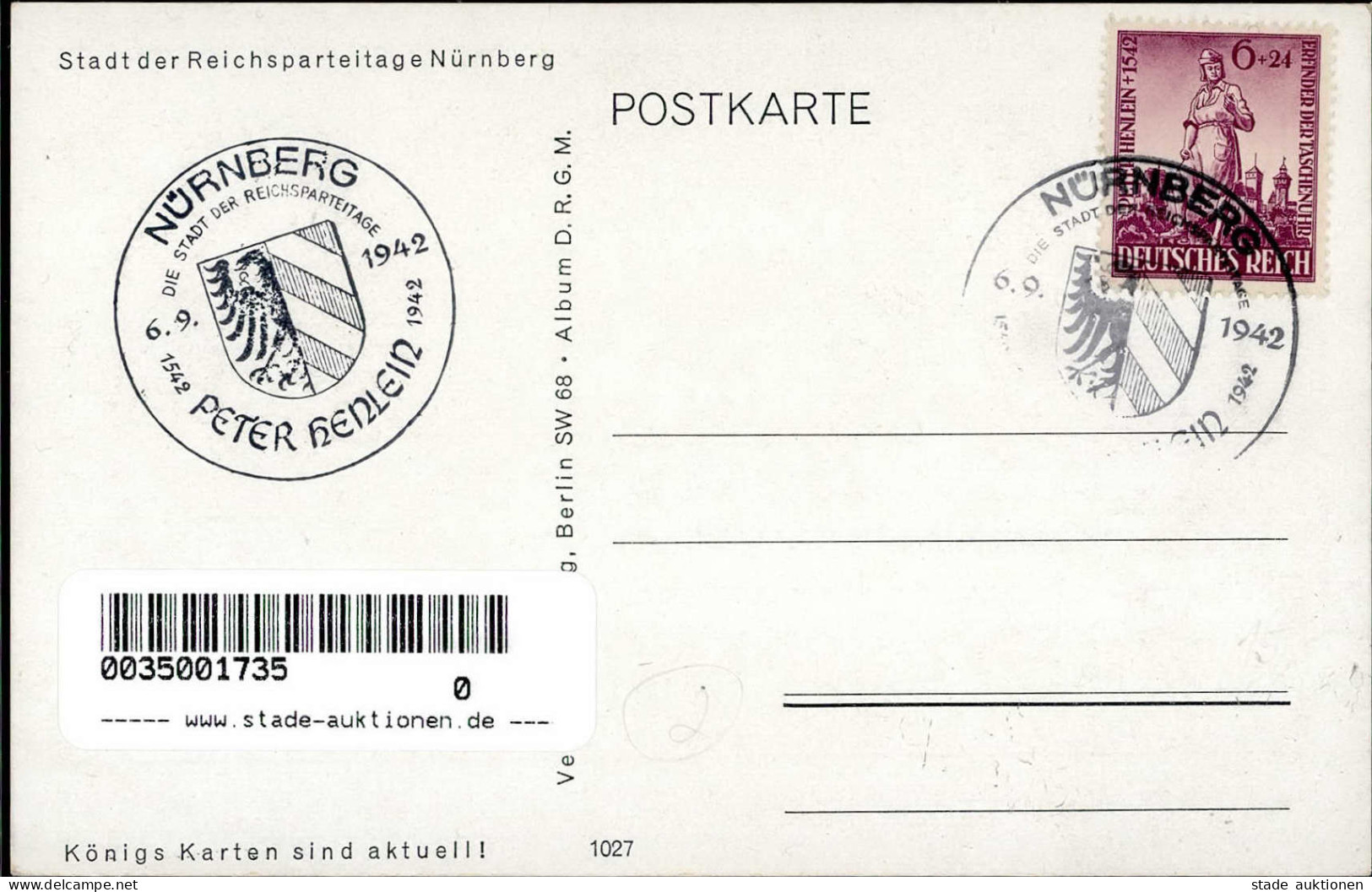REICHSPARTEITAG NÜRNBERG WK II - Verlag König 1027  Hoheitsadler In Der Luitpoldarena I - War 1939-45