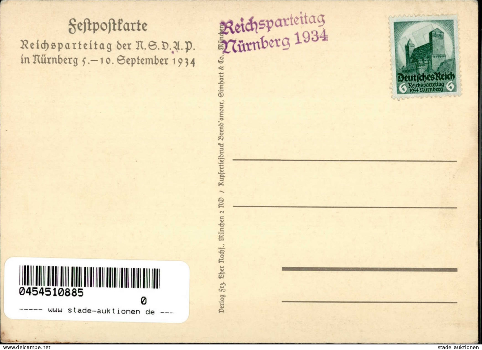 REICHSPARTEITAG NÜRNBERG 1934 WK II - Festpostkarte I-II - Guerra 1939-45